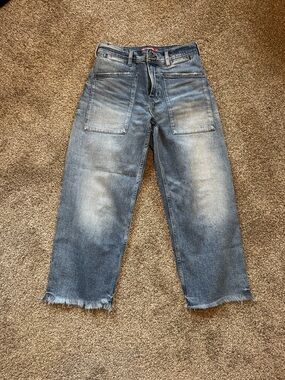 Lucky Brand High Rise Wide Leg Legend Crop Patch Jeans